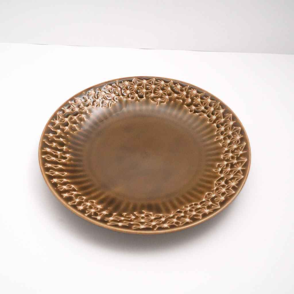 Mino Ware Hemp Leaf Ceramic Pasta Plate