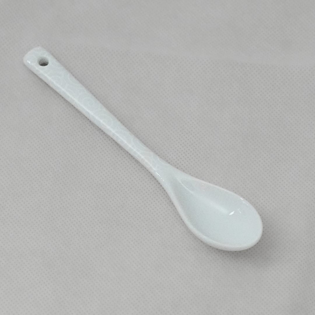 Japanese Karakusa Pattern Porcelain Tea Spoon - White top