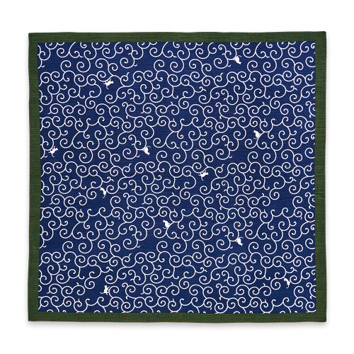 Midnight Karakusa & Cat Japanese Furoshiki Wrapping Cloth