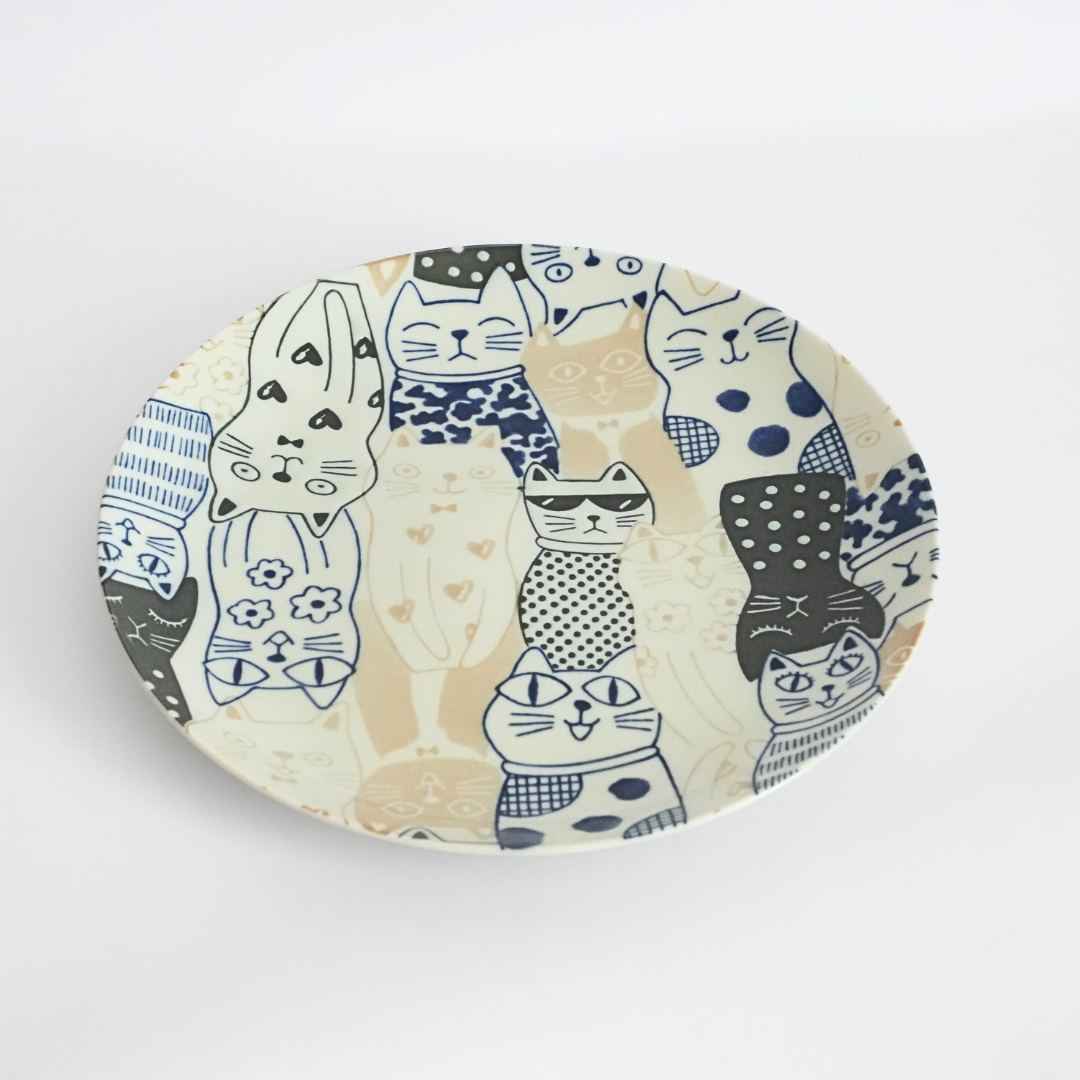 Mino Ware Awakasa Cats Downtown Story Dinner Plate