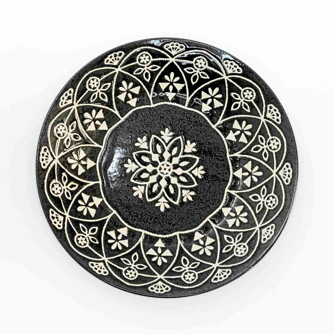Moroccan Style Ceramic Dinner Plate - Black