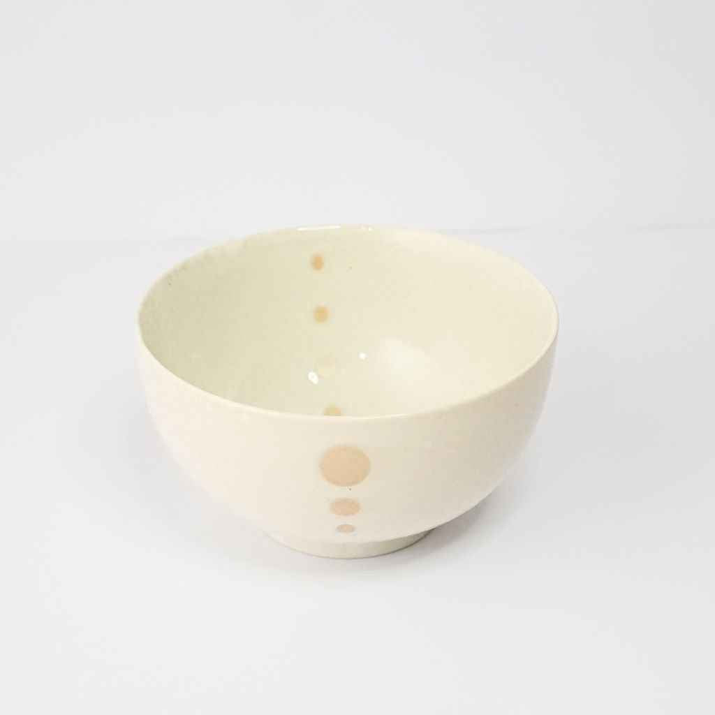 Polka Dot Porcelain Rice Bowl - White (16cm)