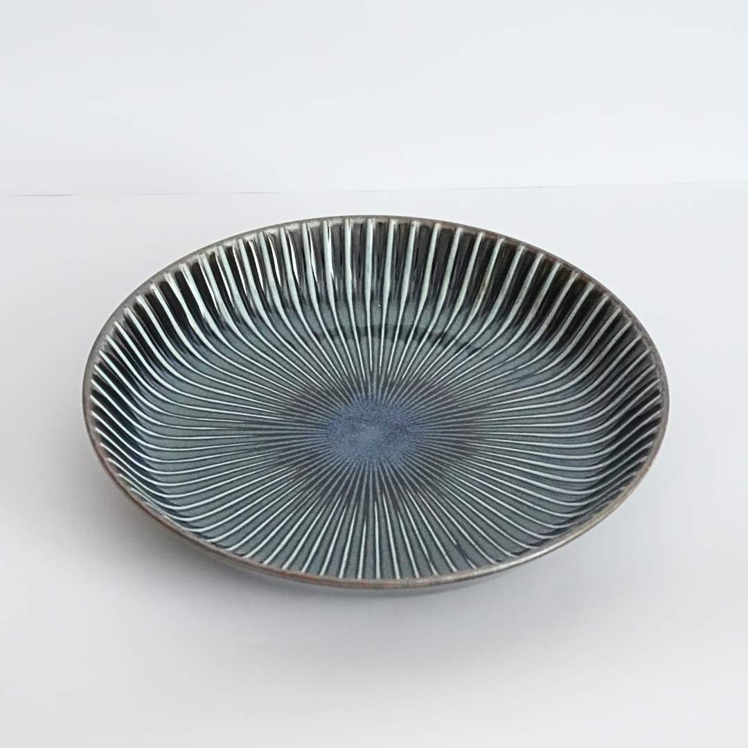 Sendan Mino Ware Ceramic Dinner Plate - blue - side