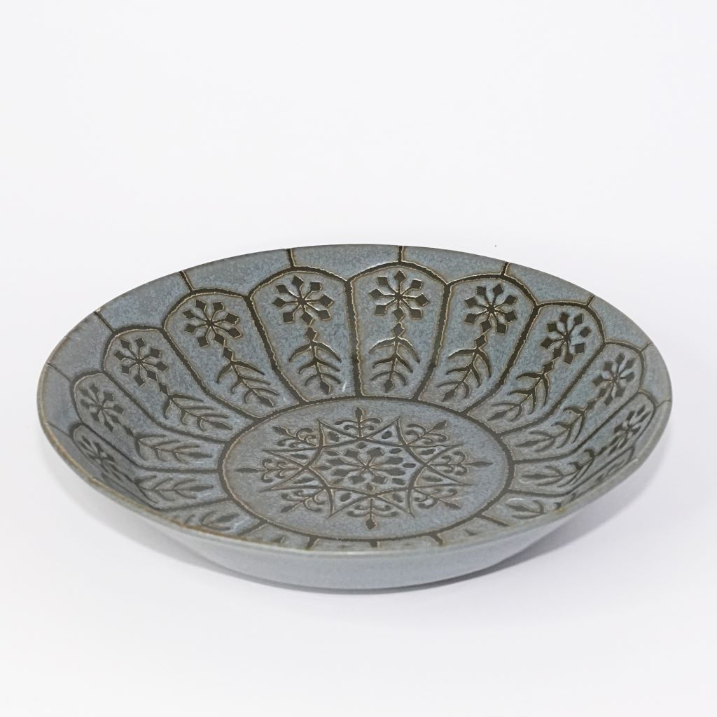 Arabesque Ceramic Dinner Plate - Grey - side