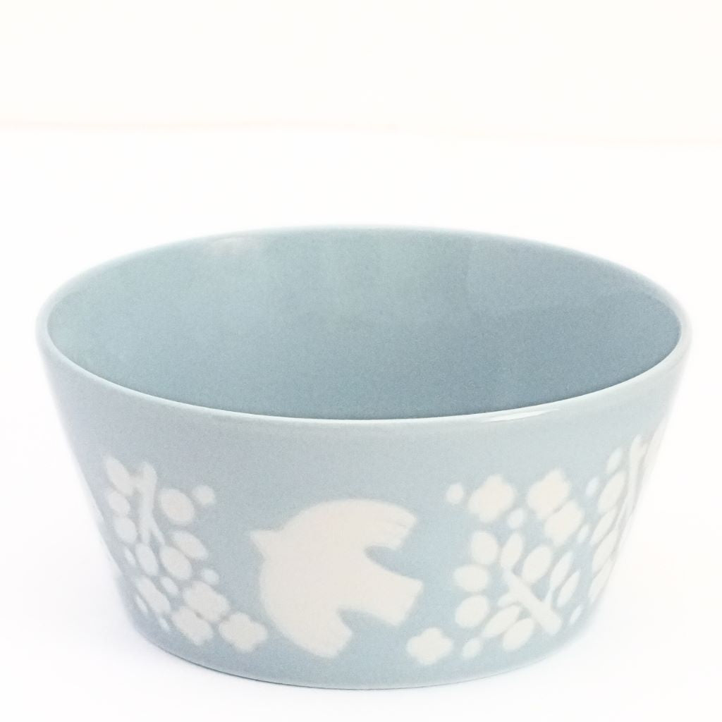 Flying Bird Ceramic Soup Bowl - sky blue - top
