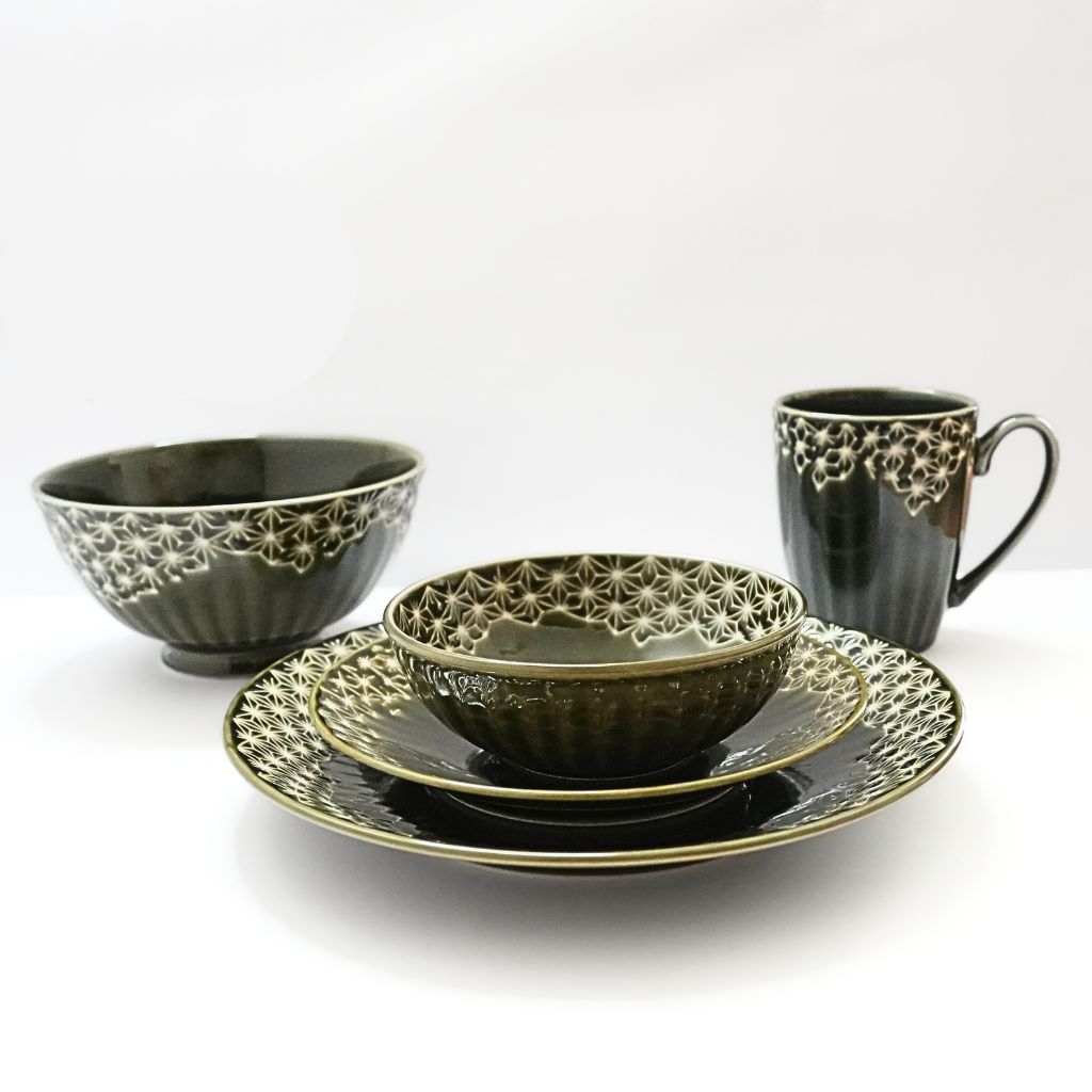 Hemp Leaf Dinner Set - Green - side