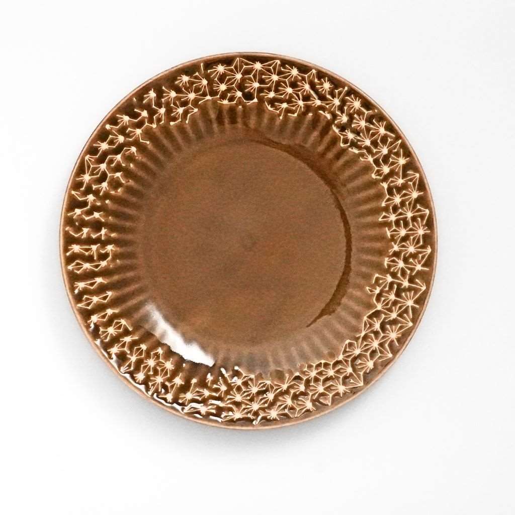 Mino Ware Hemp Leaf Ceramic Pasta Plate