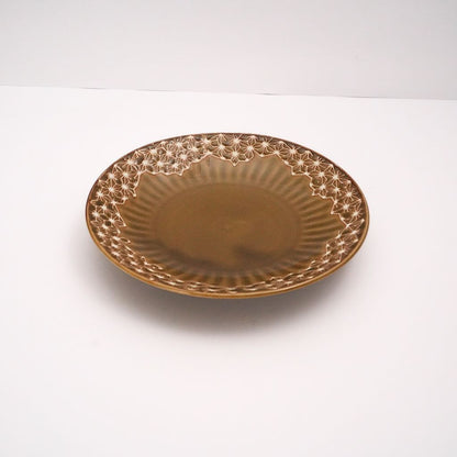 Hemp Leaf Salad Plate - Light Brown - side