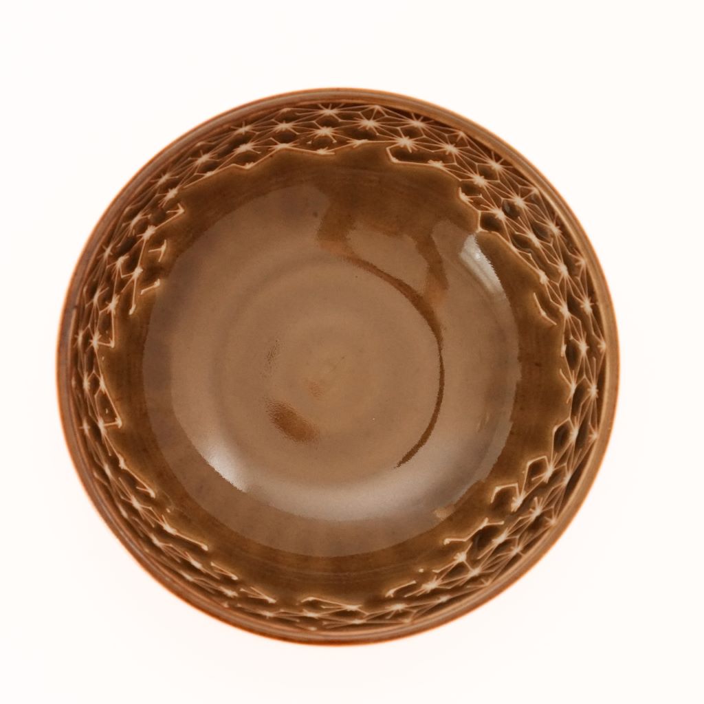 Hemp leaf Side Dish Bowl - Light Brown - top