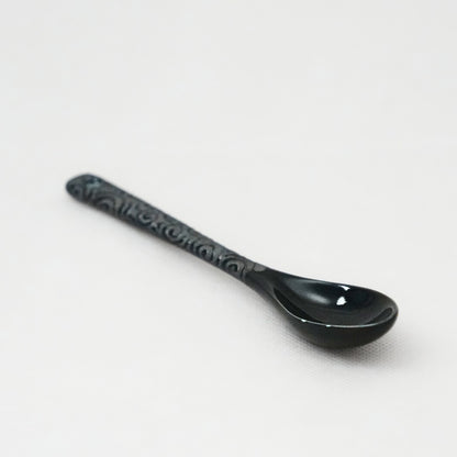 Japanese Karakusa Pattern Porcelain Tea Spoon - Black Pattern