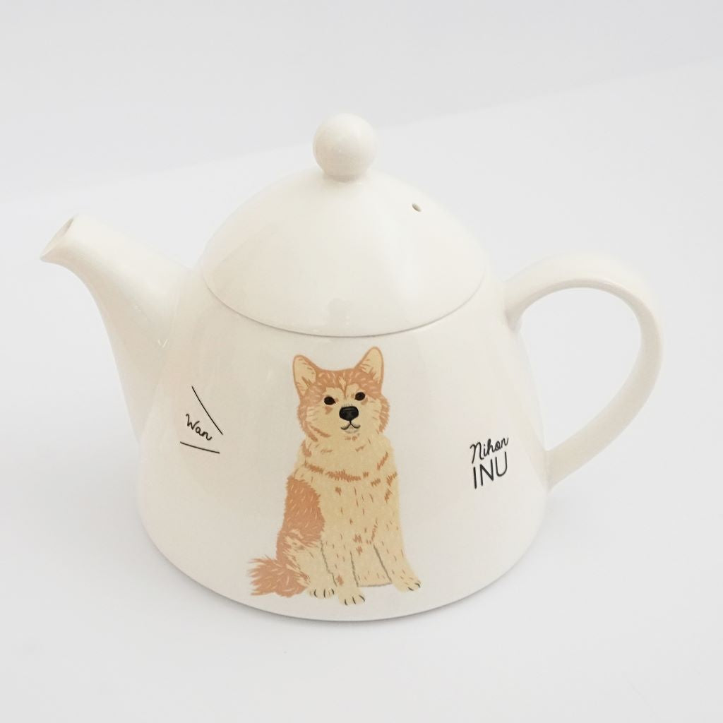 Japanese Porcelain Dog Teapot - Akita Inu - side