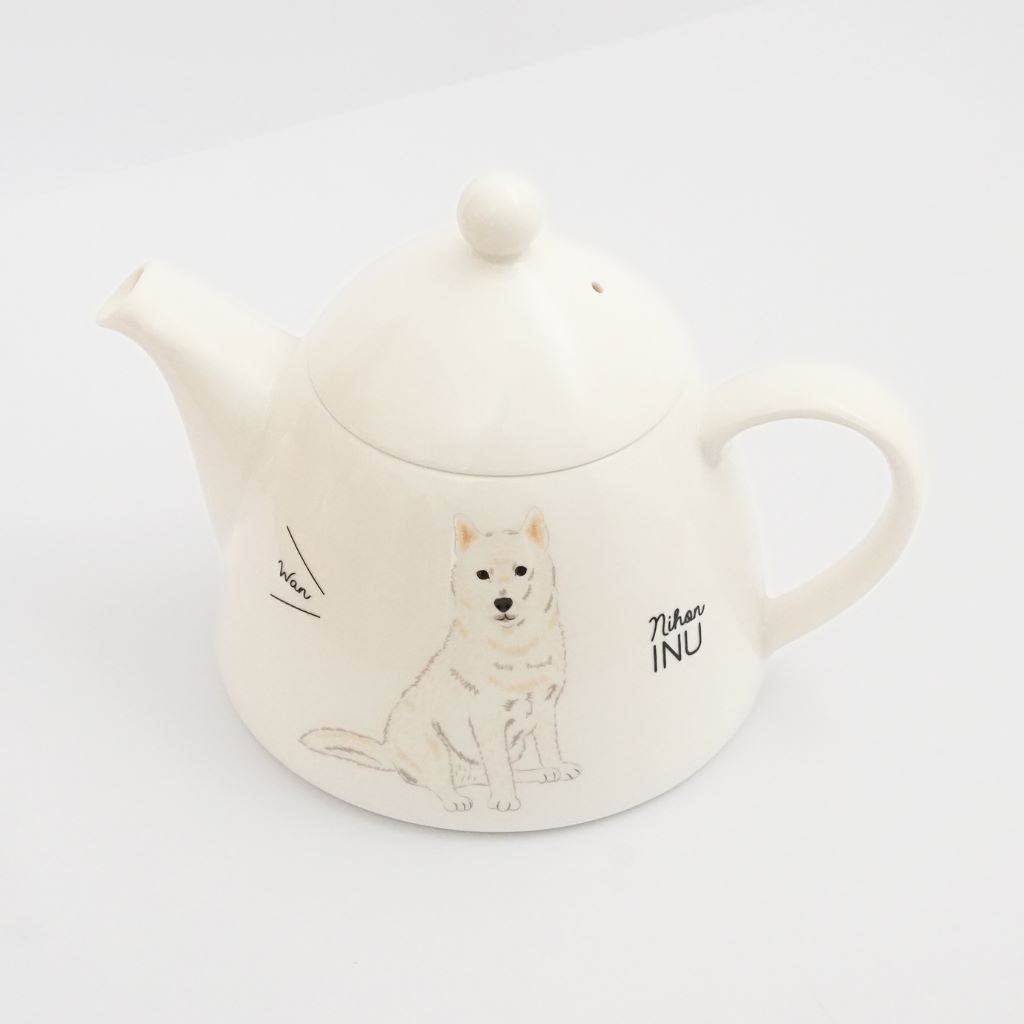 Japanese Porcelain Dog Teapot - Hokkaido Inu - top