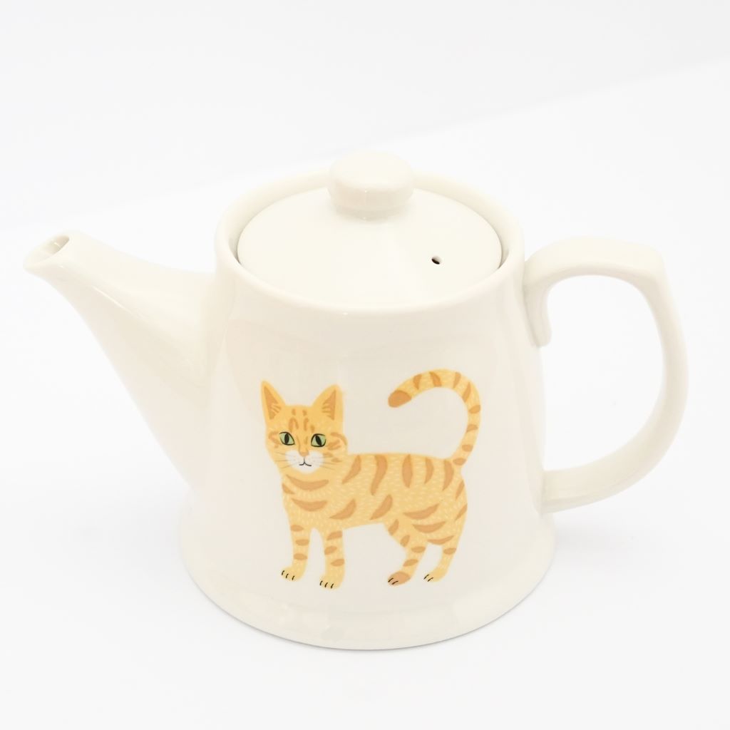 Japanese Porcelain Cat Teapot - Yellow