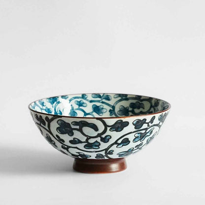 Japanese Porcelain Floral Pattern Rice Bowl