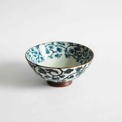 Japanese Porcelain Floral Pattern Rice Bowl