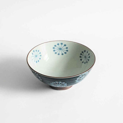Japanese Porcelain Floral Pattern Rice Bowl