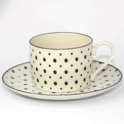 Komon Japanese Ceramic Tea Set polka dot coffee mug with saucer
