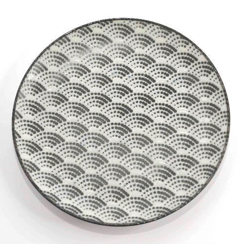 Komon Japanese Ceramic Tea Set wave pattern cake plate