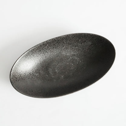 Mino Ware Main Dish Oval Bowl - Black top