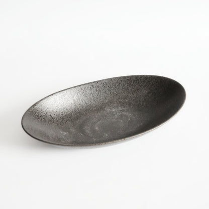 Mino Ware Main Dish Oval Bowl - Black wide