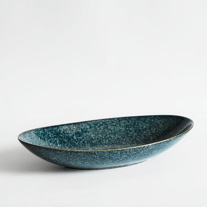 Mino Ware Main Dish Oval Bowl - Blue