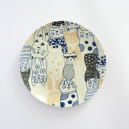 Mino Ware Awakasa Cats Downtown Story Dinner Plate