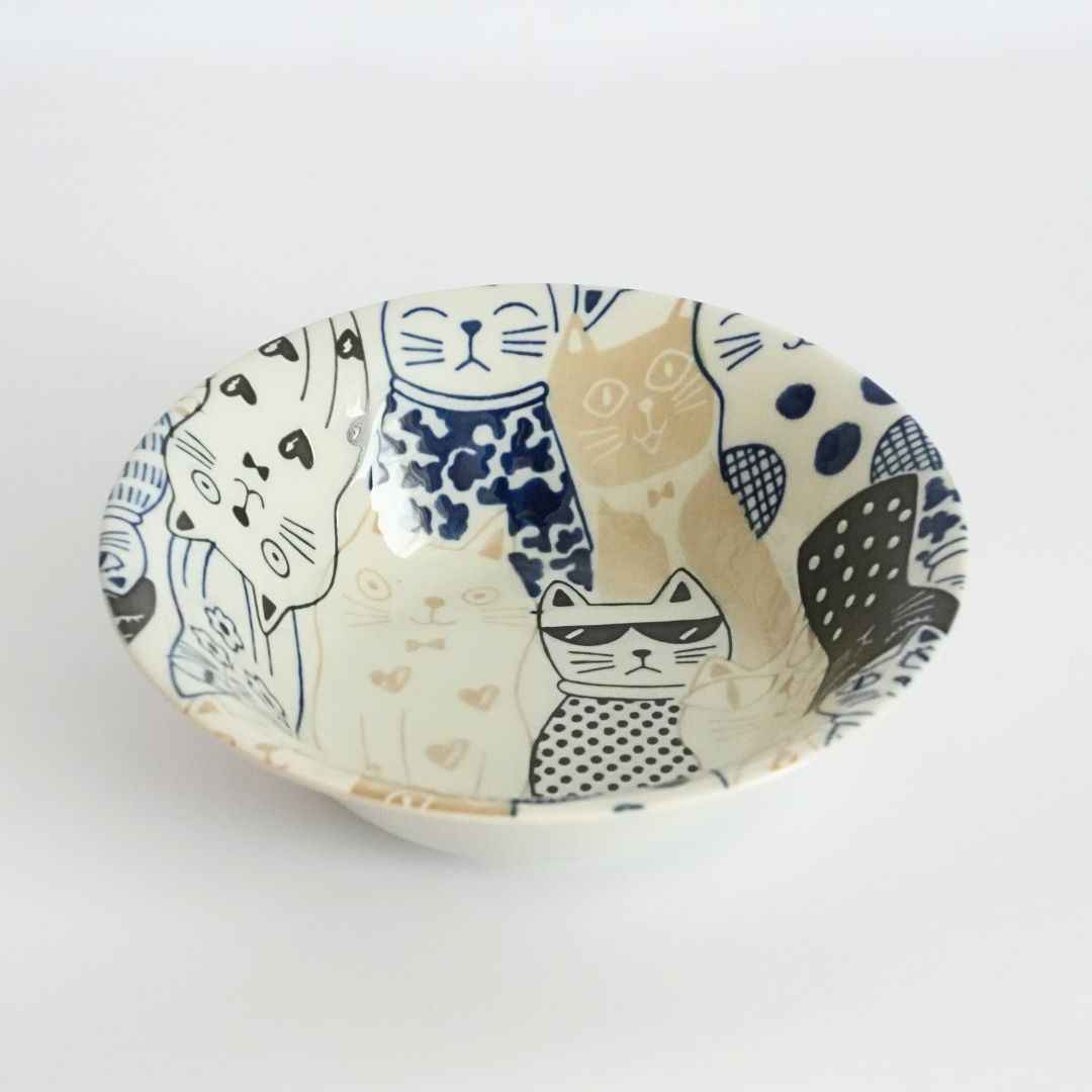 Mino Ware Awakasa Cats Downtown Story Rice Bowl