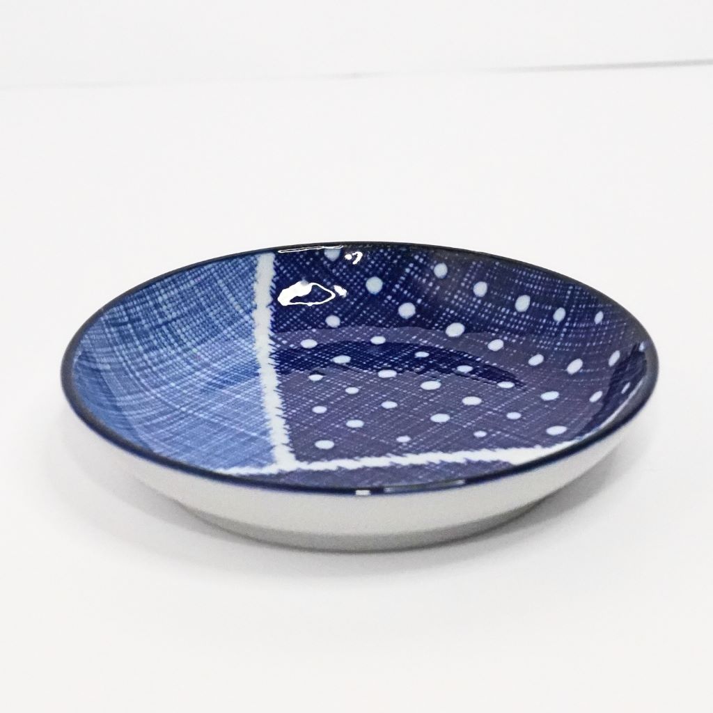 Mino Ware Checkered Pattern Small Plate - side