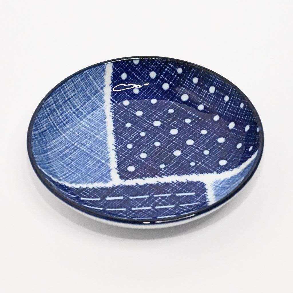 Mino Ware Checkered Pattern Small Plate - top