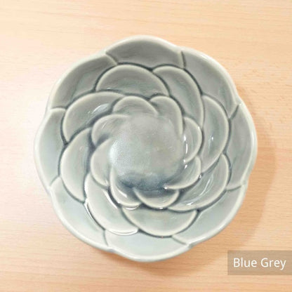 Mino Ware Floral Serving Bowl Blue Grey