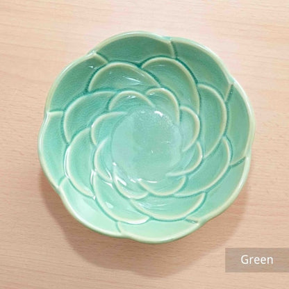 Mino Ware Floral Serving Bowl Green