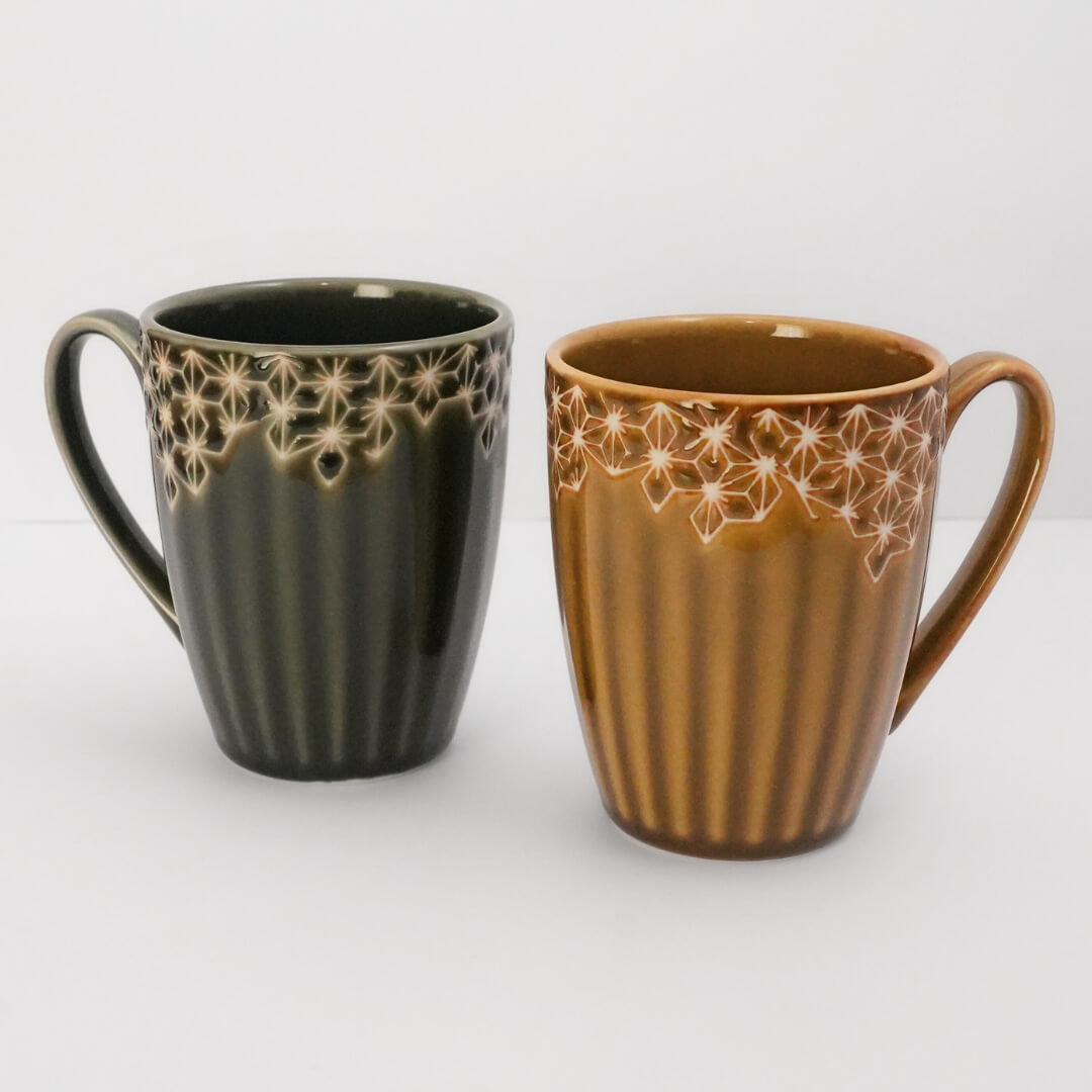 Mino Ware Hemp Leaf Ceramic Mug