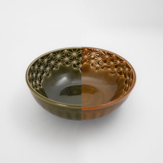 Mino Ware Hemp Leaf Ceramic Side Dish Bowl