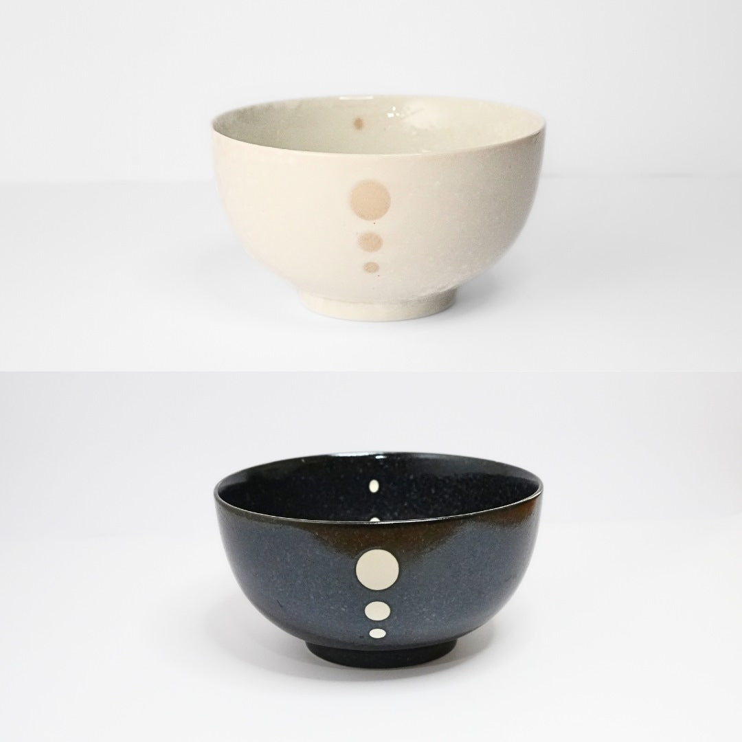 Mino Ware Polka Dot Ceramic Rice Bowl