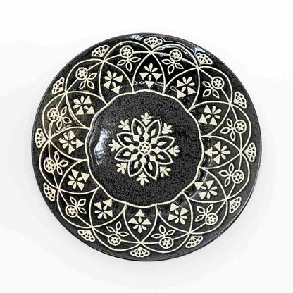 Moroccan Style Ceramic Dinner Plate - Black