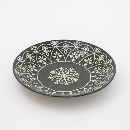 Moroccan Style Ceramic Dinner Plate - Black - side