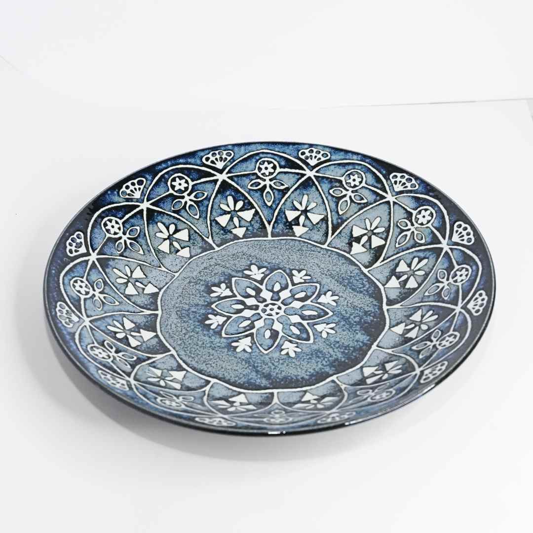 Moroccan Style Ceramic Dinner Plate - Blue - side