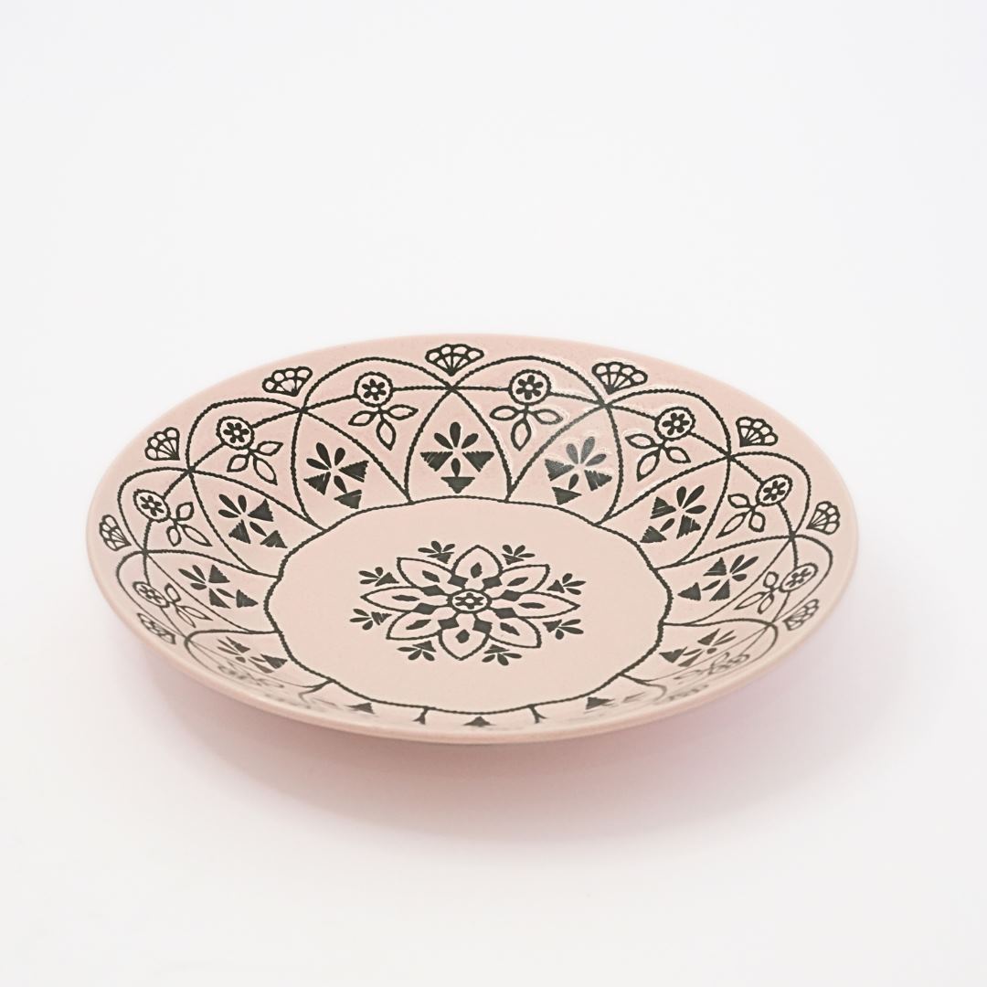 Moroccan Style Ceramic Dinner Plate - Pink - side