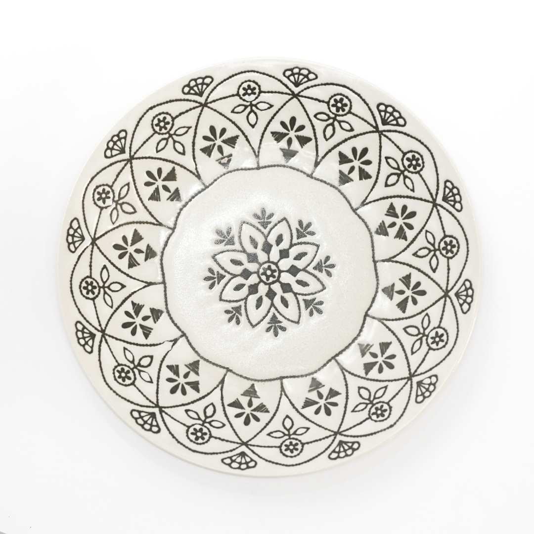 Moroccan Style Ceramic Dinner Plate - White