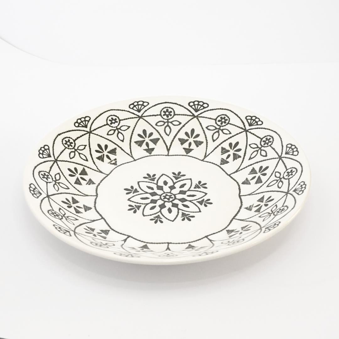 Moroccan Style Ceramic Dinner Plate - White - side