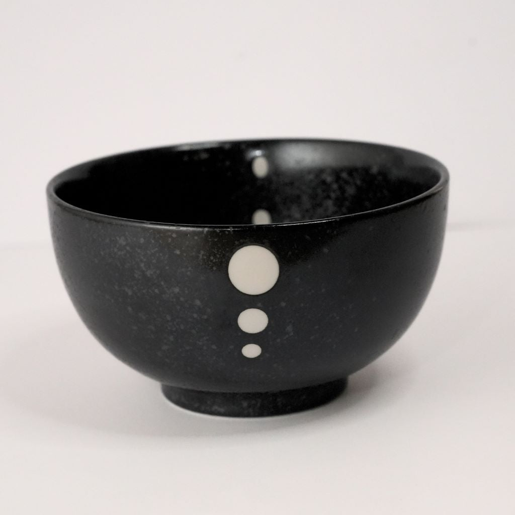 Mino Ware Polka Dot Ceramic Black Rice Bowl