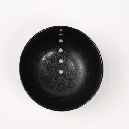 Mino Ware Polka Dot Ceramic Black Rice Bowl - top