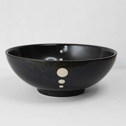 Polka Dot Porcelain Rice Bow- Black 21.3cm