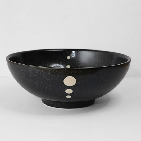Polka Dot Porcelain Rice Bow- Black 21.3cm