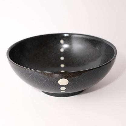 Polka Dot Porcelain Rice Bowl - Black (21.3cm) - side