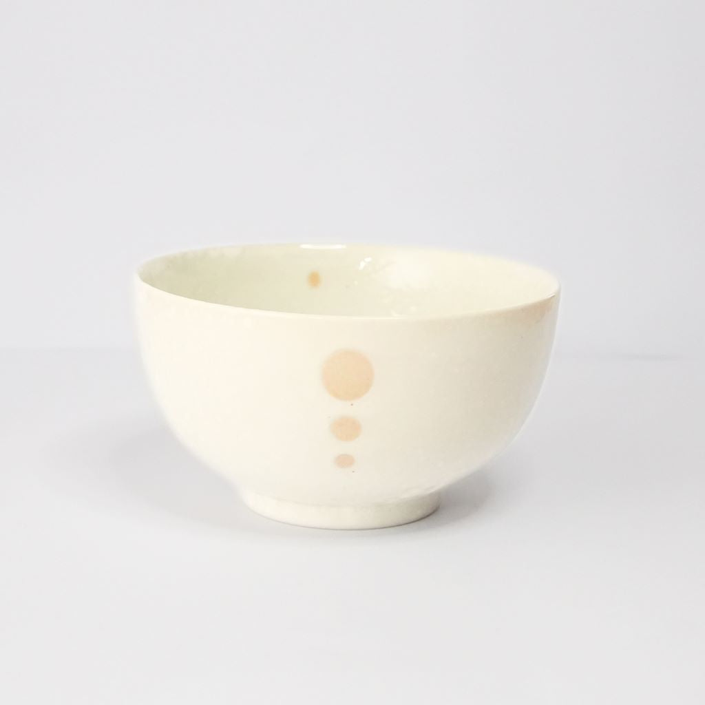 Mino Ware Polka Dot Ceramic White Rice Bowl