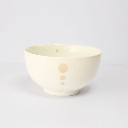 Mino Ware Polka Dot Ceramic White Rice Bowl