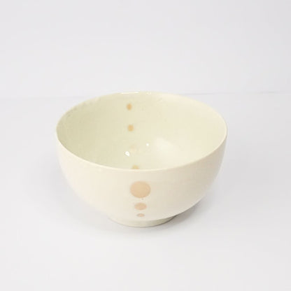 Mino Ware Polka Dot Ceramic White Rice Bowl - side