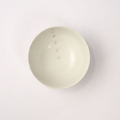 Mino Ware Polka Dot Ceramic White Rice Bowl - top