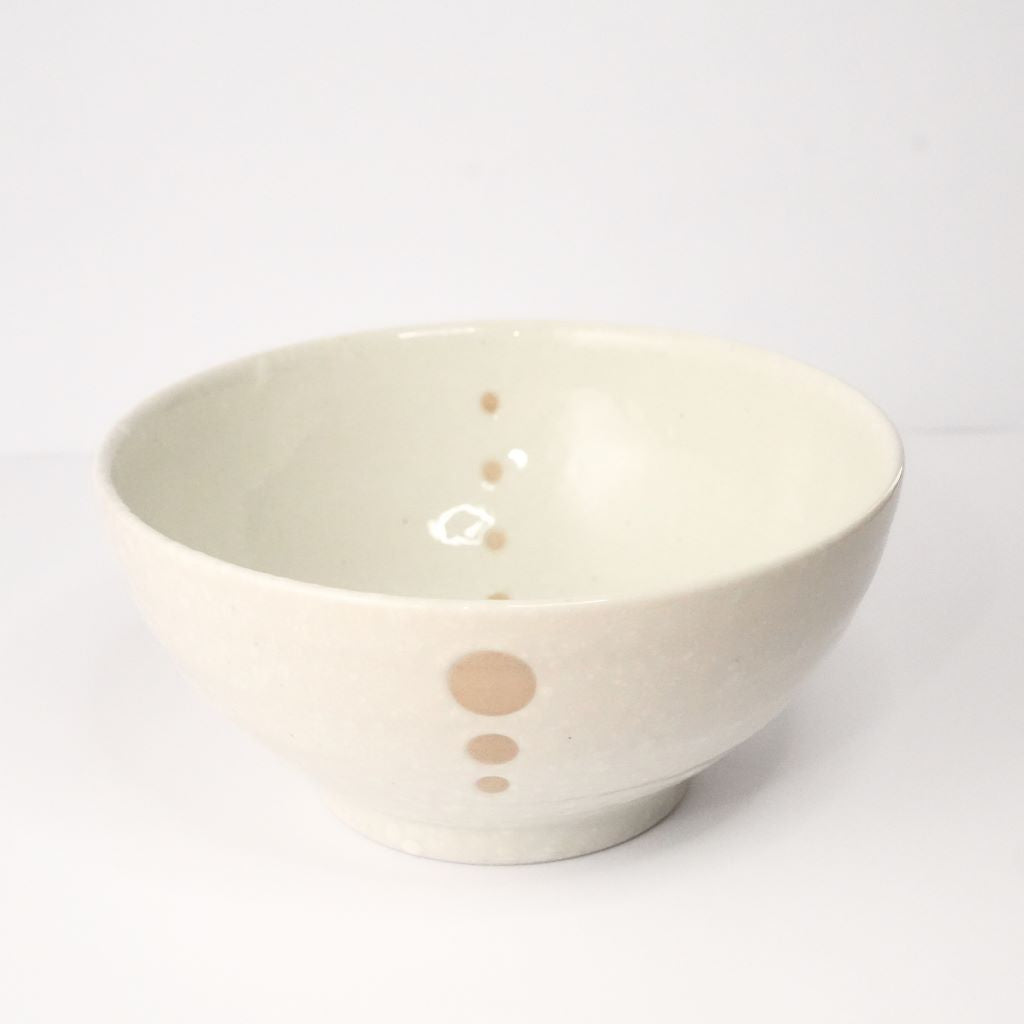 Mino Ware Polka Dot Ceramic Ramen Bowl - side